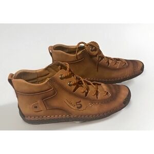 NEW UNUSED 5 1978 FASHION BROWN LEATHER 46/12 MENS LACE UP COMFORT SHOES NWOT